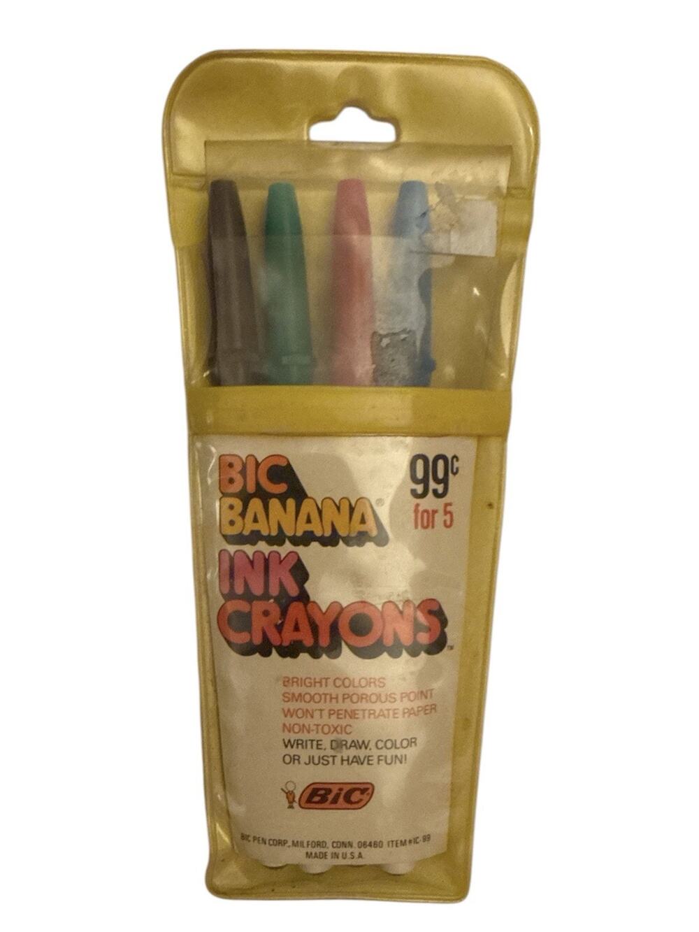 Vintage BIC Banana Ink Crayon Porous Pen USA Set 4 in Original Pack